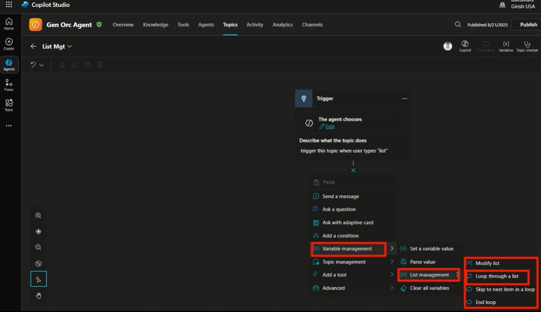 List Management in Microsoft Copilot Studio - Custom software development
